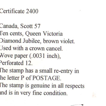 Canada #57 Used With Crown Cancel & Reentry Variety