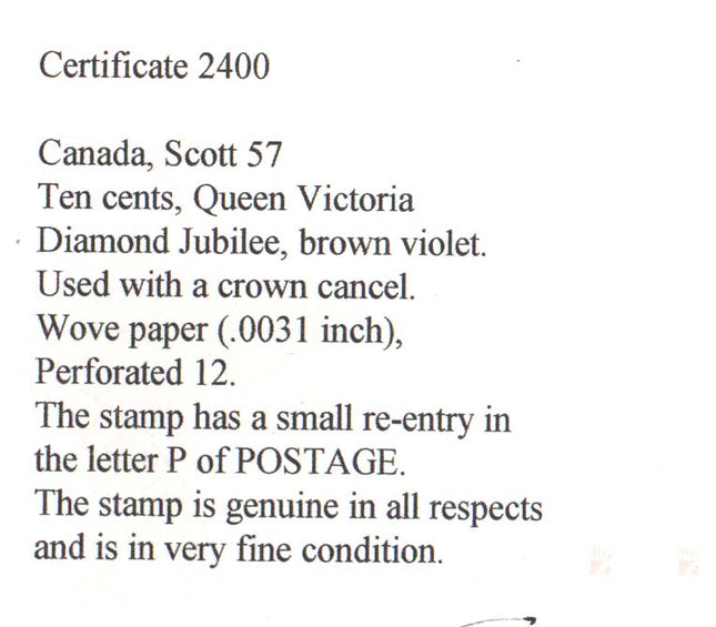 Canada #57 Used With Crown Cancel & Reentry Variety