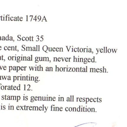 Canada #35 NH Mint Superb Gem  **With Cert.**