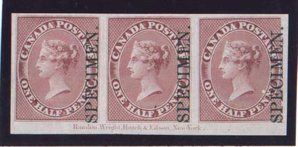 Canada #8Pi XF Mint Plate Proof Pos. Piece Strip Of Three