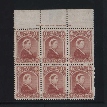 Newfoundland #35 XF Mint Plate Block Of Six