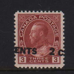 Canada #139i XF/NH Dramatic Shift Surcharge