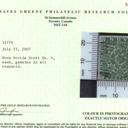 Nova Scotia #4 XF Used Gem  **With Certificate**