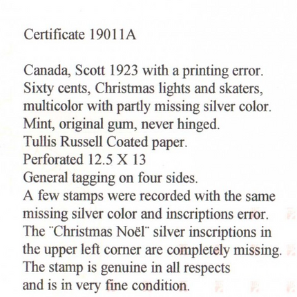 Canada #1923 Mint Rarity Variety  **With Certificate**
