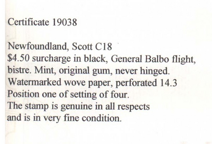 Newfoundland #C18 VF/NH