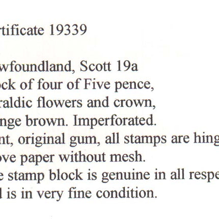 Newfoundland #19a XF Mint  **With Certificate**