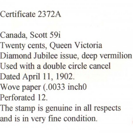 Canada #59i VF Used With S.O.N. CDS Cancel
