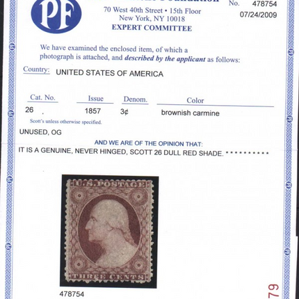 USA #26 XF/NH  **With Certificate**