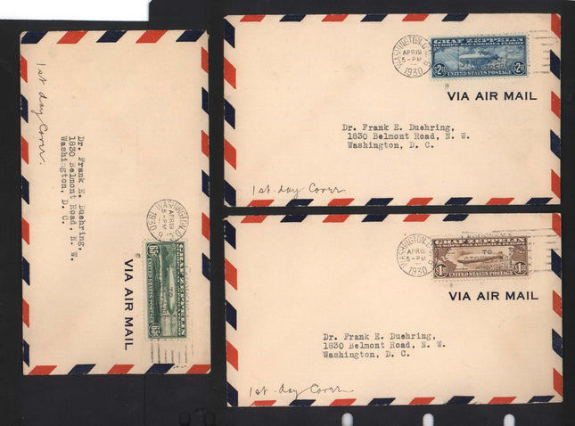USA #C13 - #C15 XF Used On 1st Day Covers