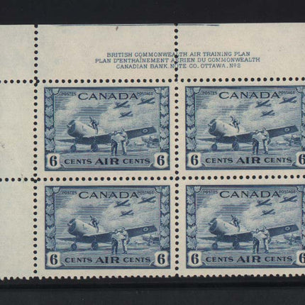 Canada #C7 XF/NH Plate #2 UL Block