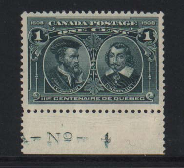 Canada #97i XF/NH Plate #4 Hairline Single