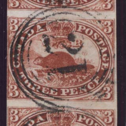 Canada #4 Used Showpiece Strip Of Three  **With Cert.**