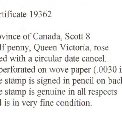 Canada #8 XF Used CDS Gem  **With Certificate**