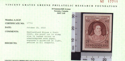 Newfoundland #224DP XF Mint Small Die Proof In Color Of Issue