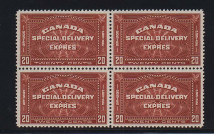 Canada #E4 XF/NH Gem Block **With Certificate**