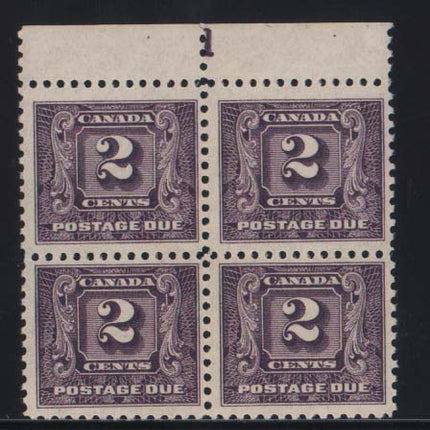 Canada #J7 VF/NH Plate #1 Block