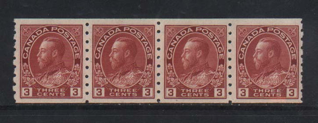 Canada #130 VF Mint Coil Strip Of Four  **With Certificate**