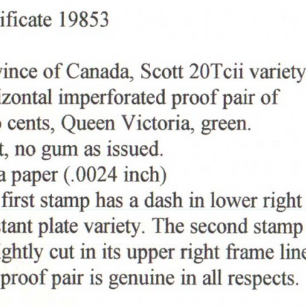 Canada #20TCii(v) VF Proof Pair **With Certificate**