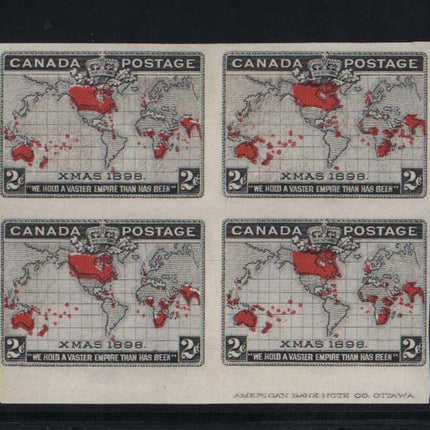 Canada #85aiii Mint Imperforate Inscription Block
