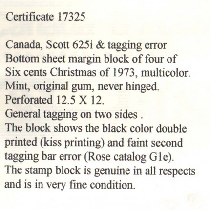 Canada #625i Mint Double Print & Second Tagging Error