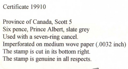 Canada #5 Used Rare Classic **With Certificate**