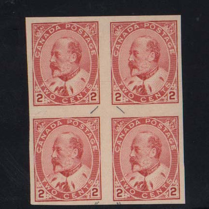 Canada #90iii XF Mint Type 1 Imperf Block **With Certificate**