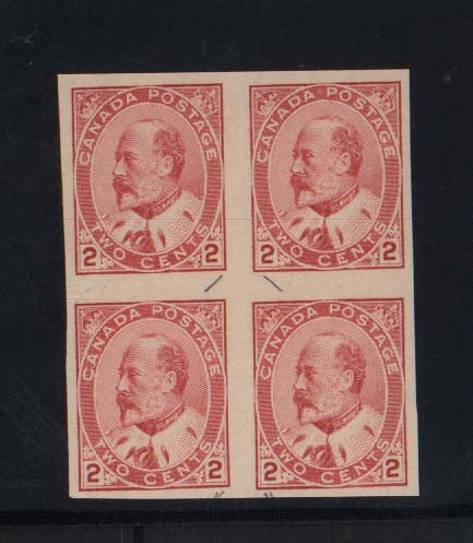 Canada #90iii XF Mint Type 1 Imperf Block **With Certificate**