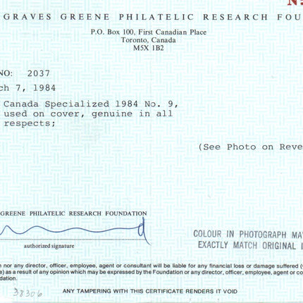 Canada #11 XF Used On Cover **With Certificate**