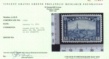 Canada #176 XF/NH Gem  **With VGG Certificate**