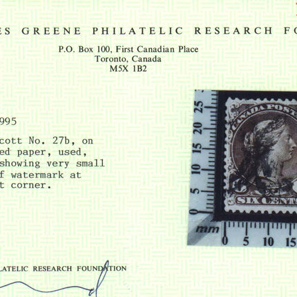 Canada #27b XF Used  **With Certificate**