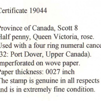 Canada #8 Used Superb Gem With Ideal 4 Ring 32 Cancel **With Certificate**