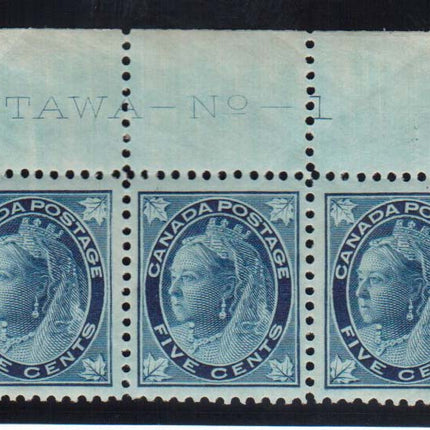 Canada #70 VF/NH Plate #1 Strip Of Three