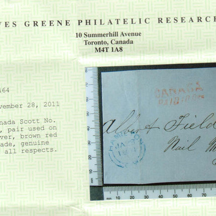 Canada #4a VF Used Sheet Margin Pair On Cover **With Certificate**