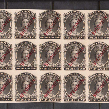 Nova Scotia #13Piii XF Imprint Proof Block Of 15 India On Card