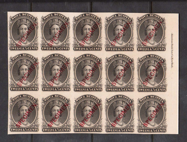 Nova Scotia #13Piii XF Imprint Proof Block Of 15 India On Card