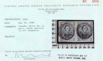 Canada #2 XF Used Gem Pair **With Three Certificates**