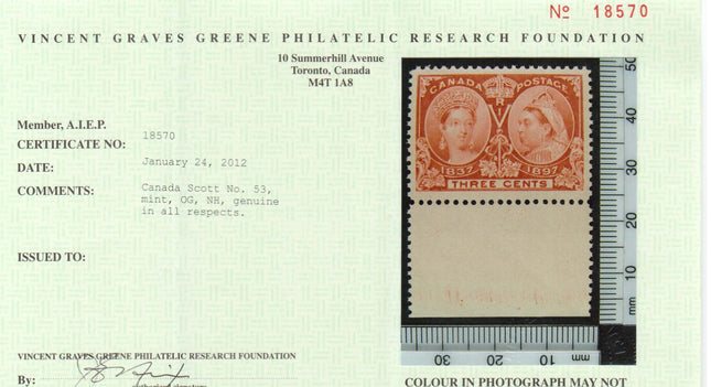 Canada #53 XF/NH Gem  **With Certificate**