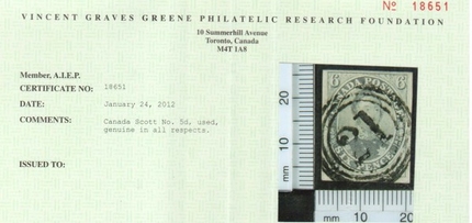 Canada #5d VF Used With 4 Ring 21 Cancel **With Cert.**