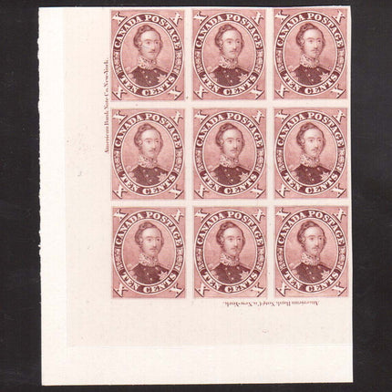 Canada #17TCi XF Imprint Proof Block Of Nine