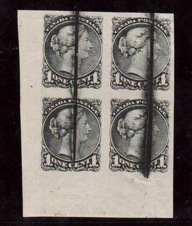 Canada #35P XF LL Plate Proof Block Of Four