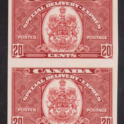 Canada #E8P XF Mint Imperf Proof Pair On Card