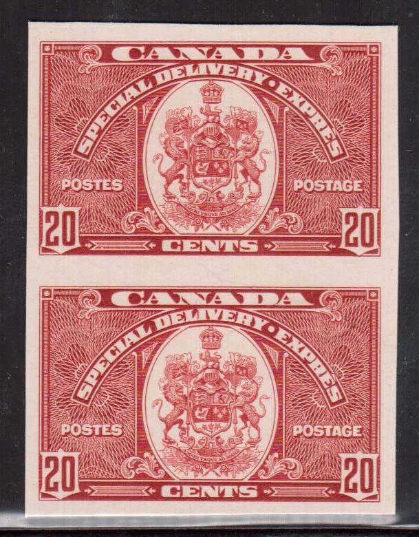 Canada #E8P XF Mint Imperf Proof Pair On Card