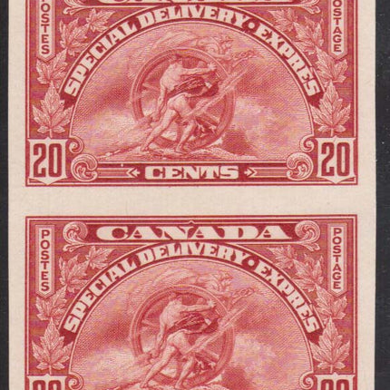 Canada #E6P XF Mint Imperf Proof Pair On Card