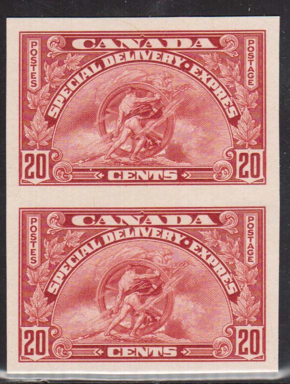 Canada #E6P XF Mint Imperf Proof Pair On Card