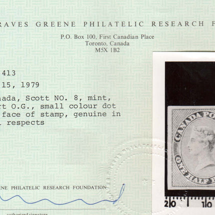 Canada #8 VF+ Mint  **With Certificate**