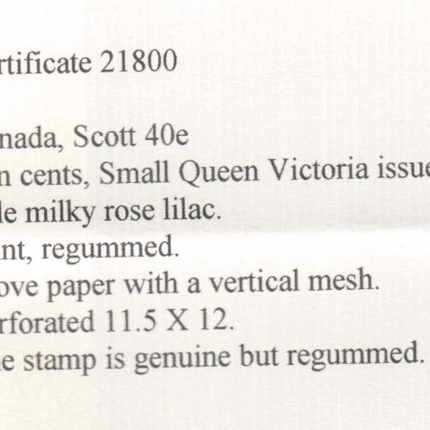 Canada #40e VF Mint  **With Certificate**