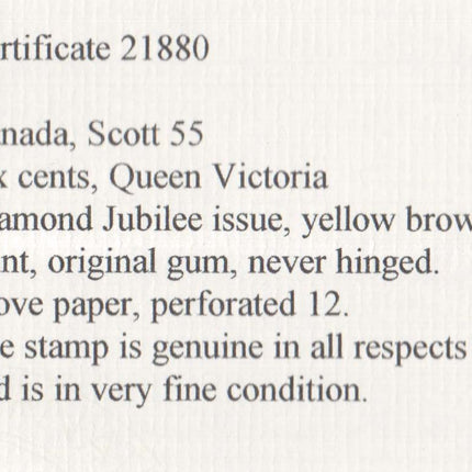 Canada #55 VF+/NH  **With Certificate**