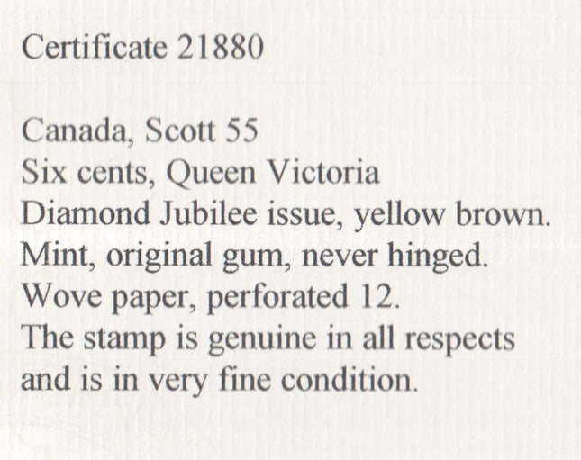 Canada #55 VF+/NH  **With Certificate**