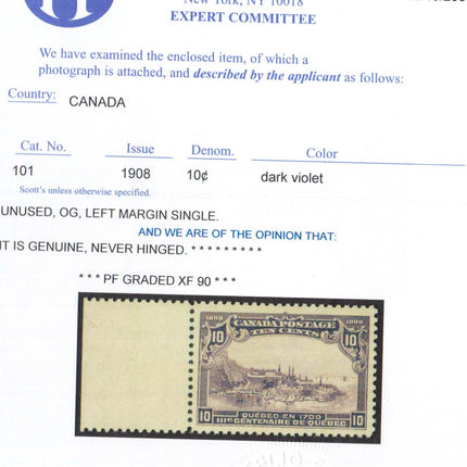 Canada #101 XF/NH Gem **With Graded XF 90 PF Certificate**