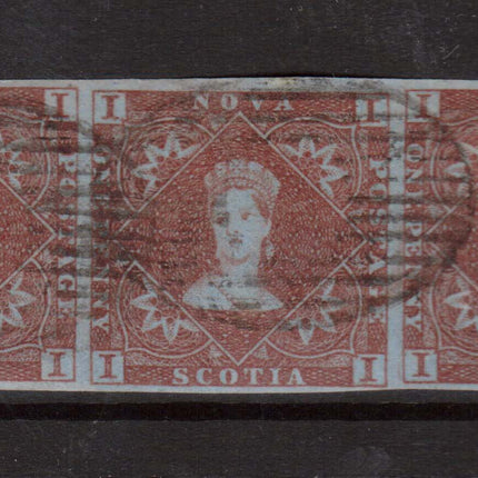 Nova Scotia #1 VF Used Strip Of Three **With Cert.**